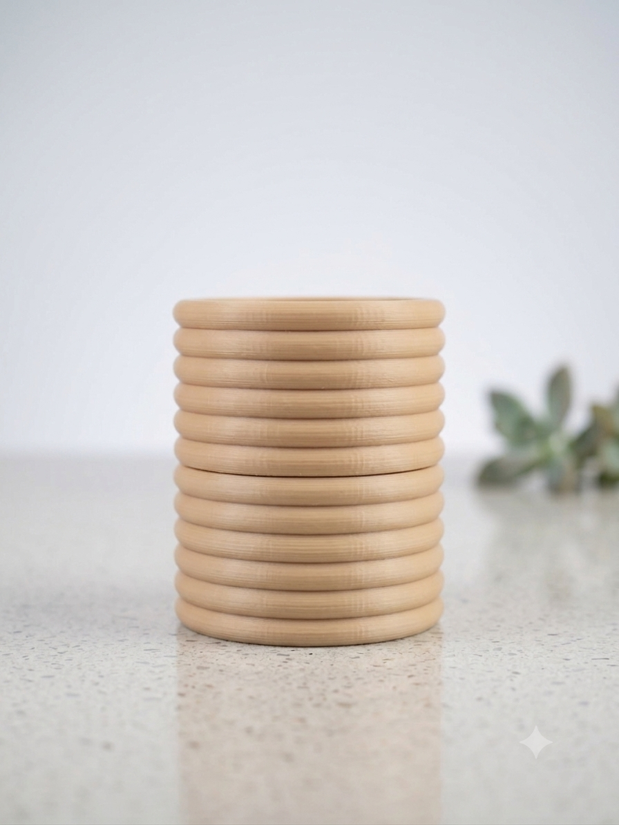 Boîte à Bijoux Cannelée Empilable – Artisanale & Écoresponsable