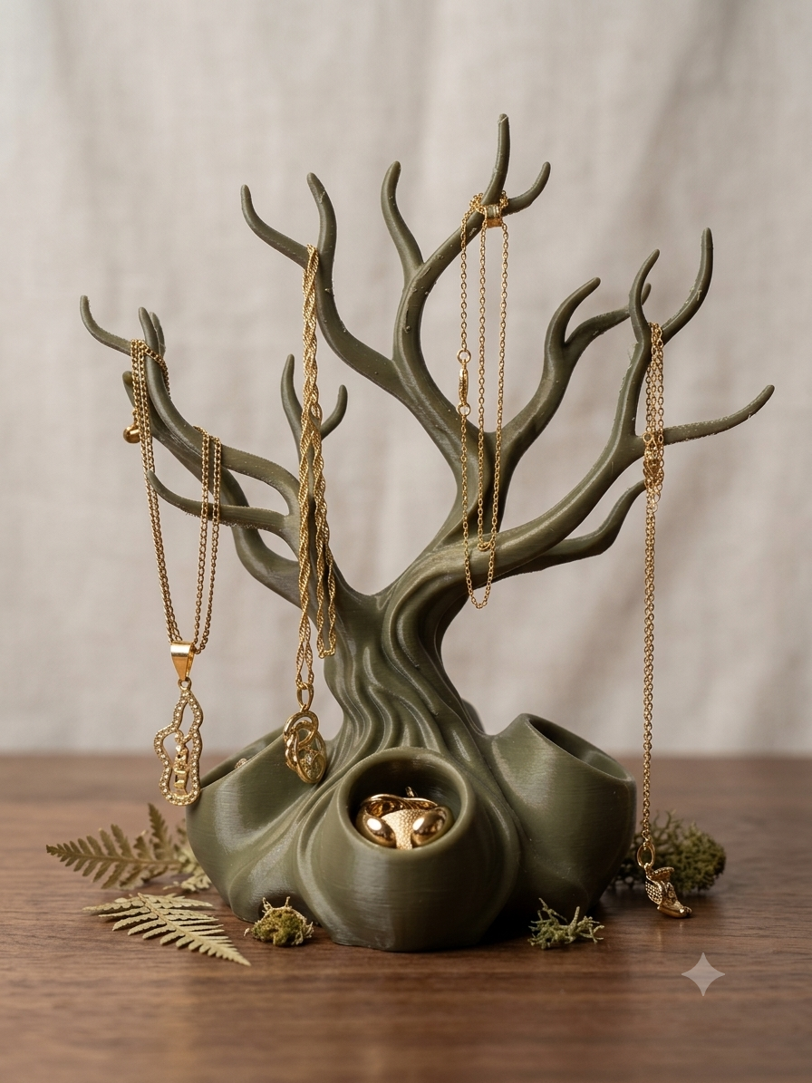 Porte-Bijoux Arbre Magique – Rangement Colliers & Bague