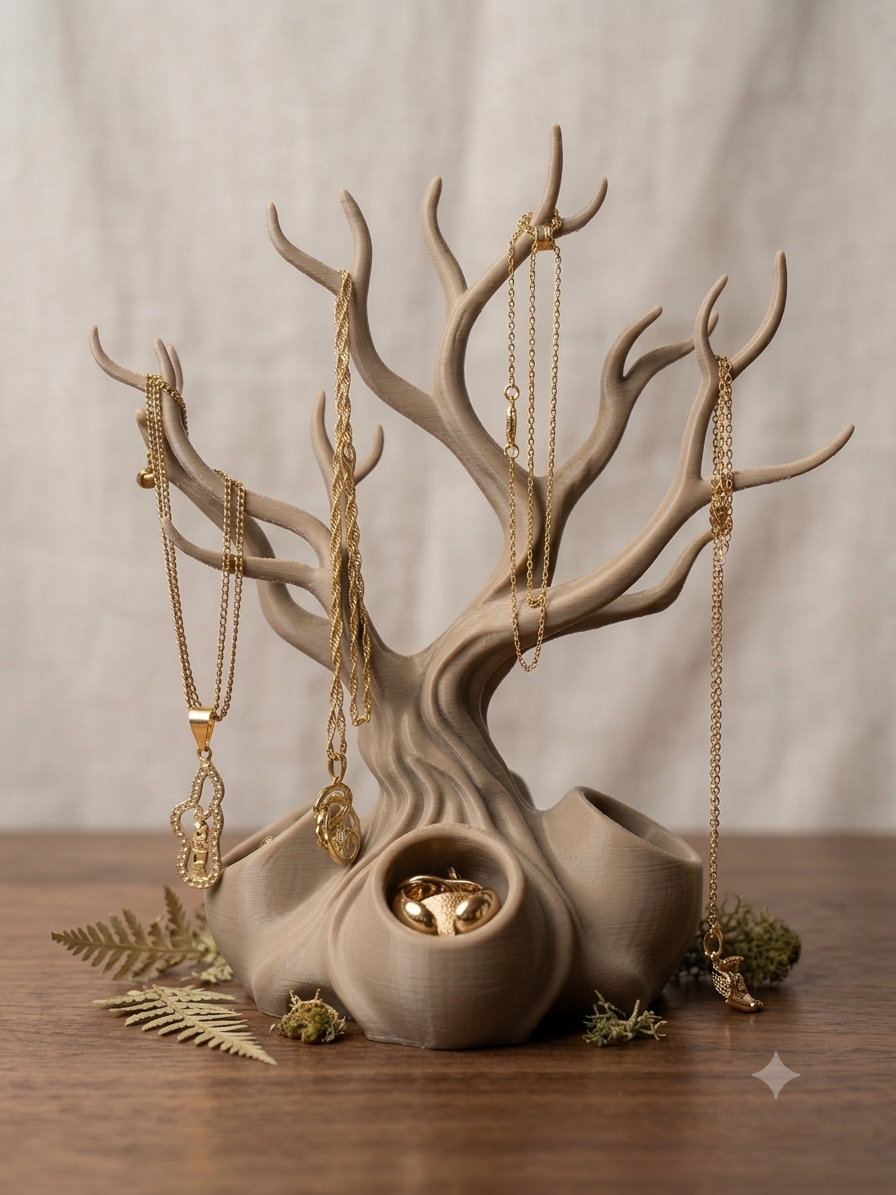 Porte-Bijoux Arbre Magique – Rangement Colliers & Bague