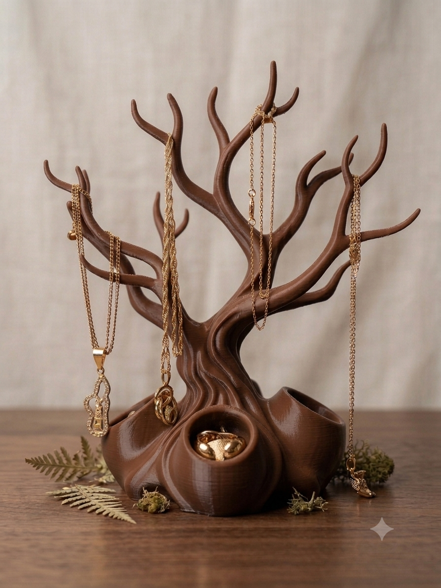 Porte-Bijoux Arbre Magique – Rangement Colliers & Bague