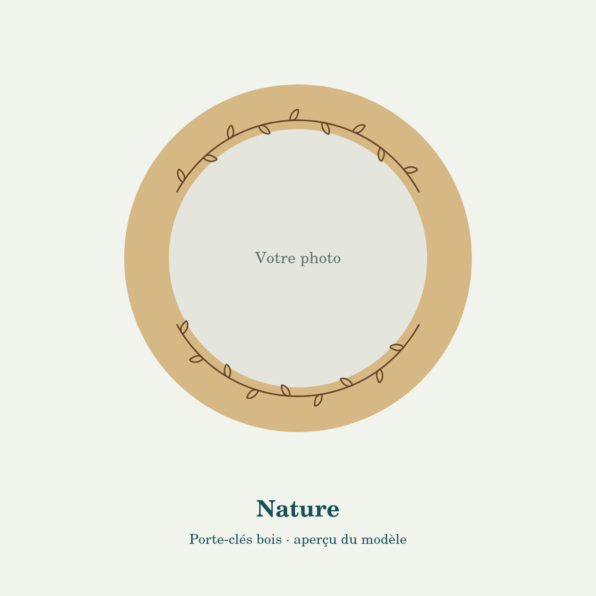 Porte-clés bois personnalisé — Nature — aperçu de personnalisation