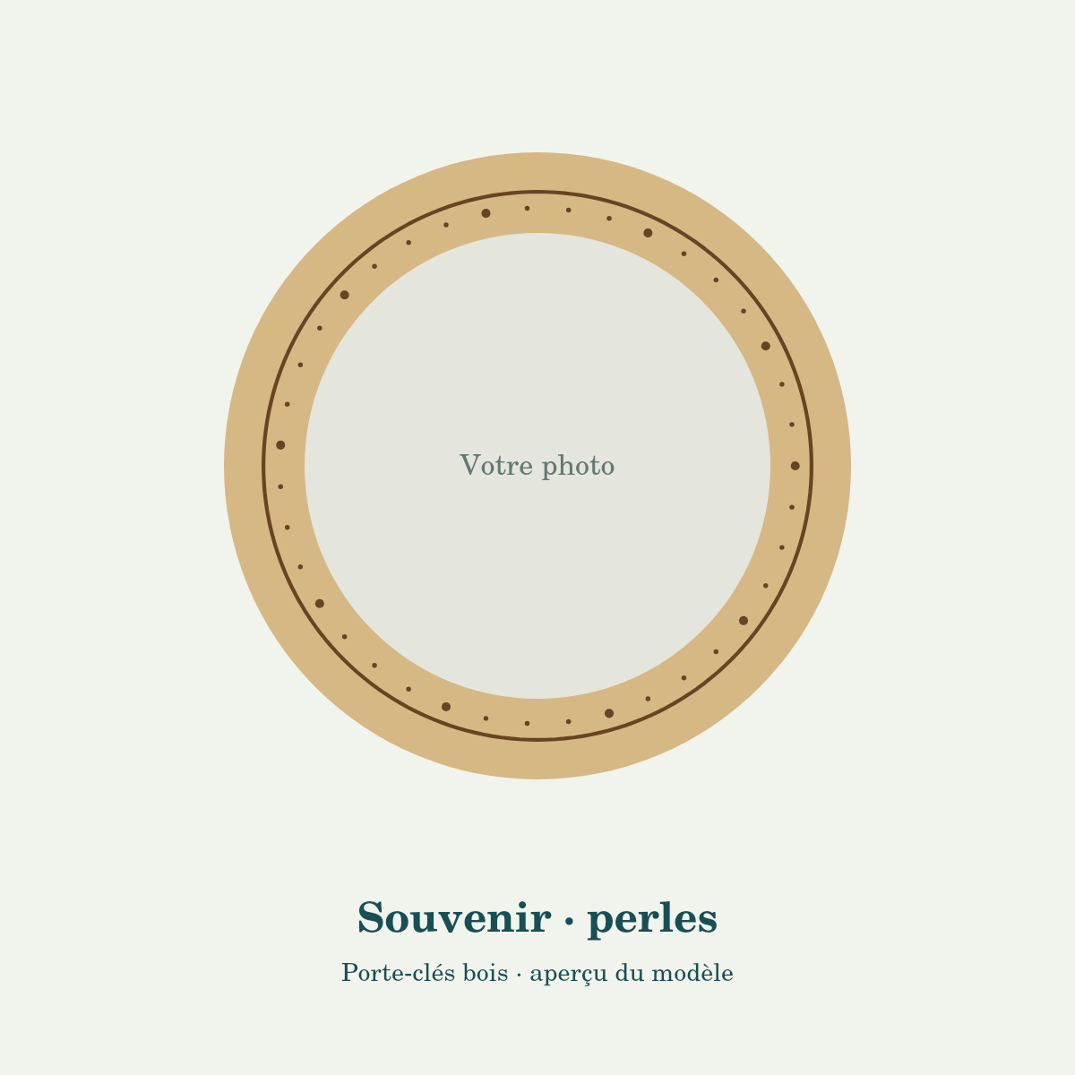Porte-clés bois personnalisé — Souvenir · perles — aperçu de personnalisation