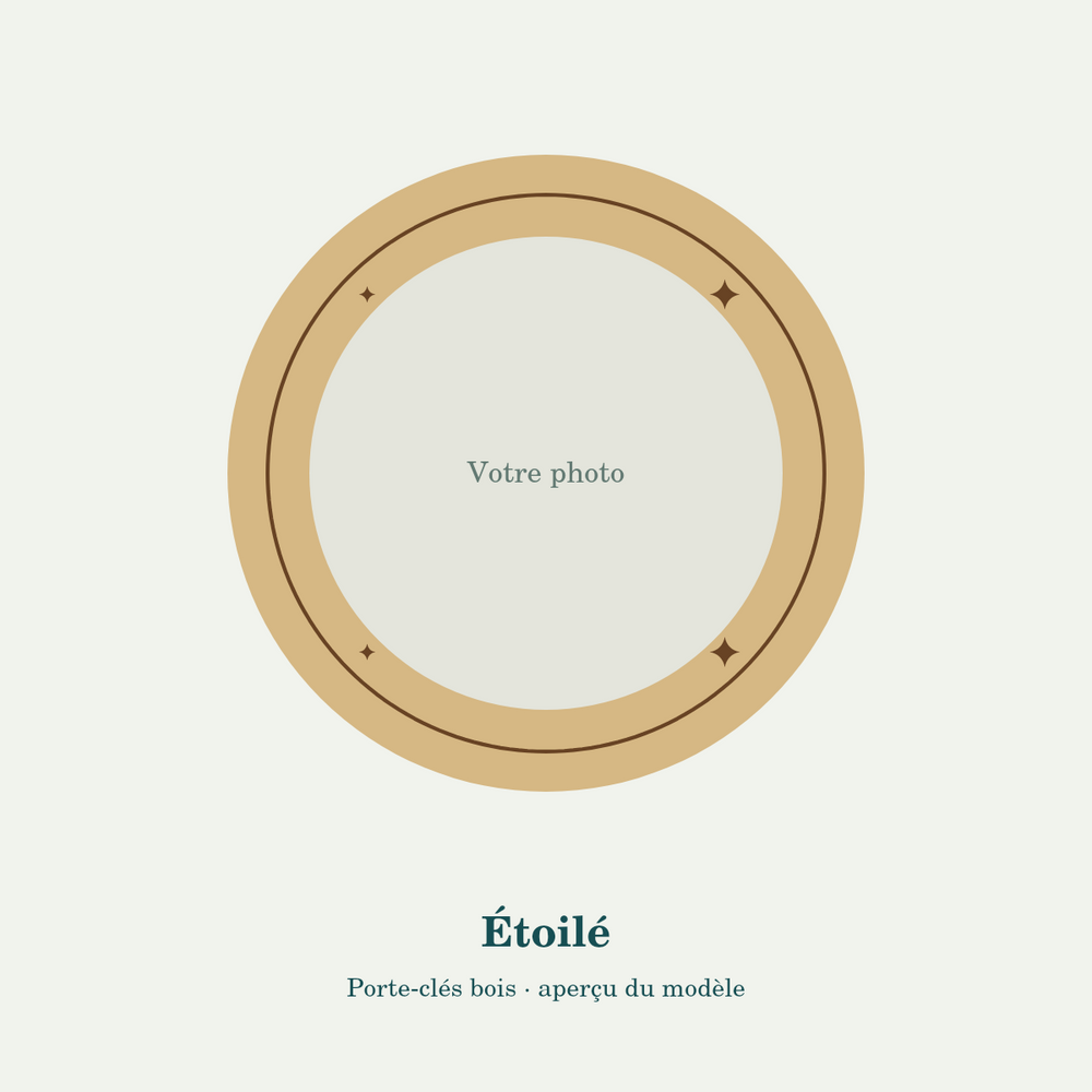Porte-clés photo en bois personnalisé — Étoilé